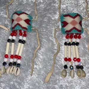Vintage Beaded Hair Ties (set)